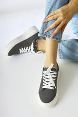 Lubica Smoke Suede Oval Thick Soled Sneakers