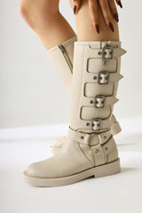 Luella Beige Belt Accessory Zippered Boots