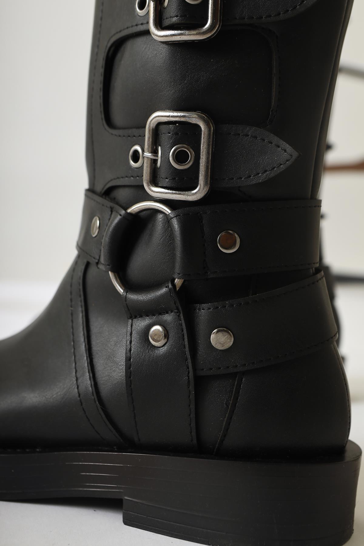 Luella Black Belt Accessory Zippered Boots