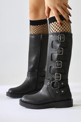 Luella Black Belt Accessory Zippered Boots