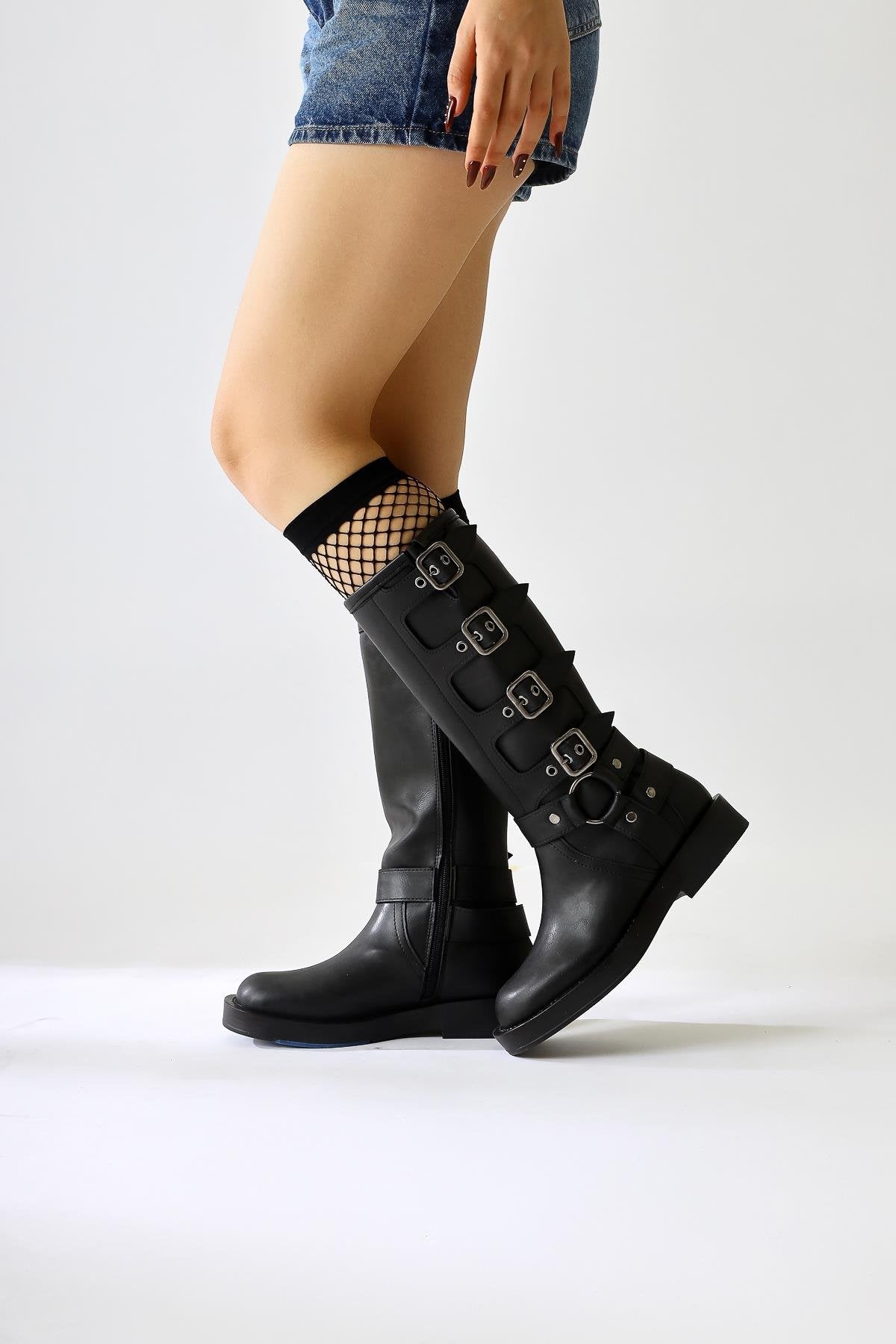 Luella Black Belt Accessory Zippered Boots