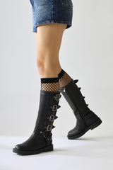 Luella Black Belt Accessory Zippered Boots