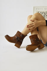 Magi Tan Buckle Detailed Elastic Pull-On Boots