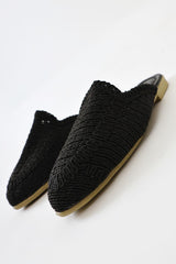 Mary Jane Black Knitted Slippers