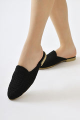 Mary Jane Black Knitted Slippers