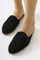 Mary Jane Black Knitted Slippers