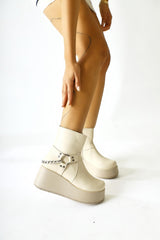 Mashal Beige Chain Detailed High Heel Boots