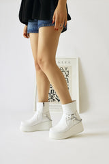 Mashal White Chain Detailed High Sole Boots