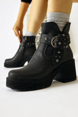 Maylin Black Studded Belt Detailed Boots