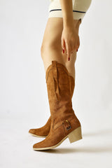 Nare Tan Suede Gusseted Pointed Toe Boots