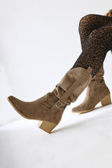 Nare Mink Suede Gusseted Pointed Toe Boots