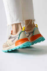 Netta Multicolored (Orange) Mesh Detailed Lace-Up Sneakers