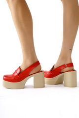 Neval Red Platform Heel Decollete Casual Shoes