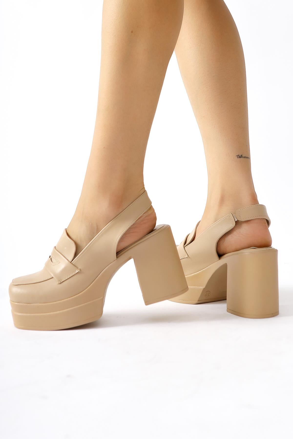 Neval Nud Platform Heel Decollete Casual Shoes