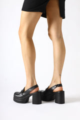 Neval Black Platform Heel Decollete Casual Shoes