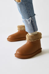 Rahela Tan Oval Toe Waterproof Fur Lined Boots