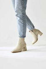 Ream Beige Pointed Toe Heeled Boots