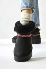 Sin Black Suede Foldable Boots with Fur Lining