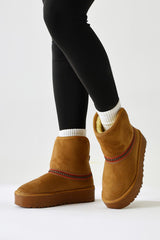 Sin Taba Suede Foldable Boots with Fur Lining