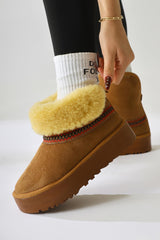 Sin Taba Suede Foldable Boots with Fur Lining