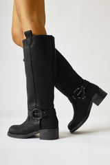 Soleil Black Belt Detail Pull-On Boots