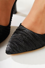 Soria Black Crinkle Fabric Pointed Toe High Heels