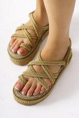 Spresa Gold Thick Soled Rope Sandals