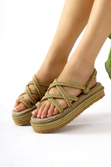 Spresa Gold Thick Soled Rope Sandals