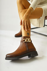 Sydra Tan Oval Toe Boots with Removable Accessories