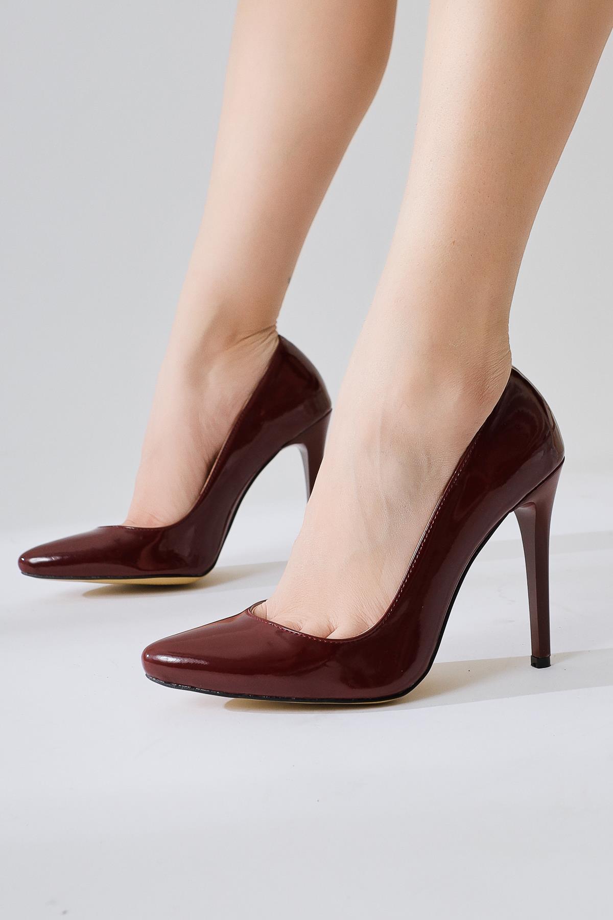 Tami Burgundy Patent Leather Pointed Toe High Heel Stiletto