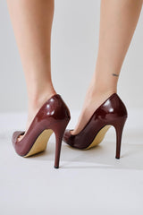 Tami Burgundy Patent Leather Pointed Toe High Heel Stiletto