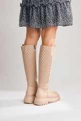 Teri Nud Quilted Detail Zippered Boots