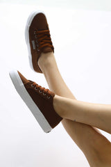 Timon Brown Comfortable Sole Linen Sneakers