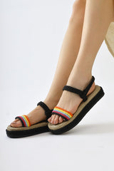 Velika Black - Multicolored Thick Sole Rope Sandals