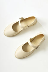 Vivy Cream Round Toe Single Strap Casual Shoes