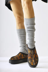 Yesica Black Suede Cat Patterned Fur Lined Short Boots